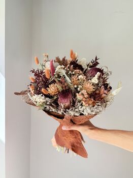 Protea Leucadendron Dried Flower Bouquet With Ruscus, 4 of 5