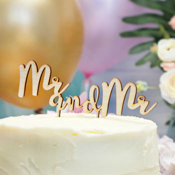 Mr And Mr Wooden Cake Topper, 2 of 3