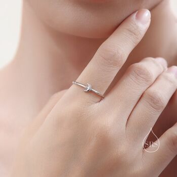 Extra Tiny Little Moon Skinny Ring In Sterling Silver, 3 of 10
