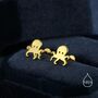 Sterling Silver Tiny Octopus Stud Earrings/Screw Back/Flat Back Earrings, thumbnail 5 of 12