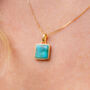 Yellow Gold Plated Turquoise Square Necklace, thumbnail 1 of 12