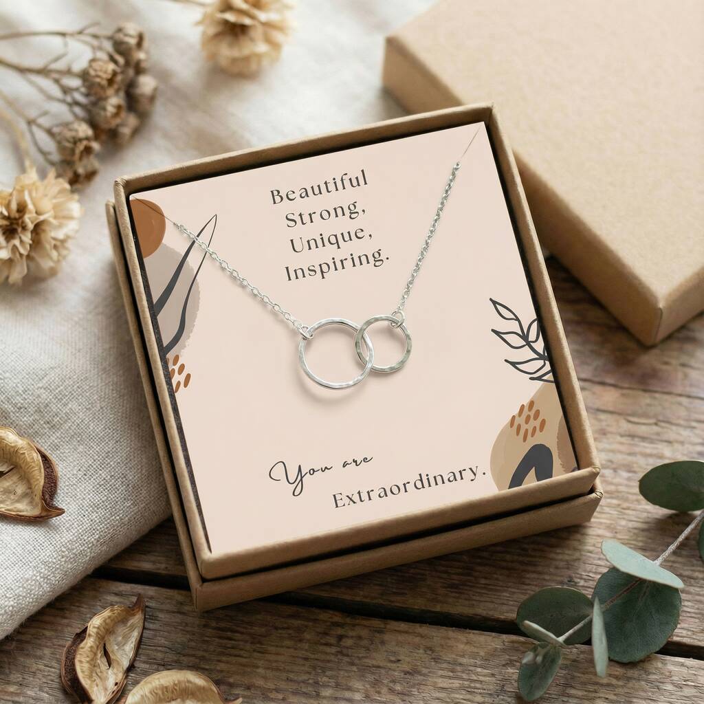 You Are Extraordinary Sterling Silver Interlocking Circle Necklace Friendship Gift For Her, 1 of 4