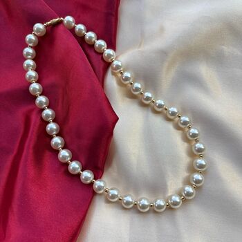 Large Ivory Lightweight Round Pearl Statement Choker Necklace, 2 of 6