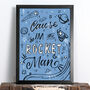 Rocket Man, Elton John Song Lyrics, Wall Art Print, thumbnail 1 of 8