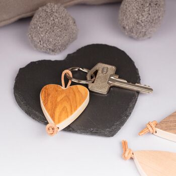 Handmade Maple Wood Heart Key Ring, 2 of 6