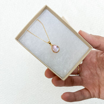 18ct Gold Plated Pink Pearlescent Necklace, 2 of 3
