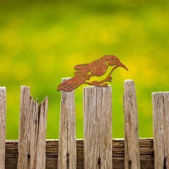 Rusty Metal Nuthatch Bird Fence Topper Art Decor, 8 of 10