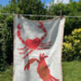 Linen Embroidered Crab Tea Towel, thumbnail 3 of 3