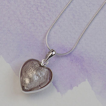 Handmade Silver Murano Glass Heart Pendant, 8 of 12