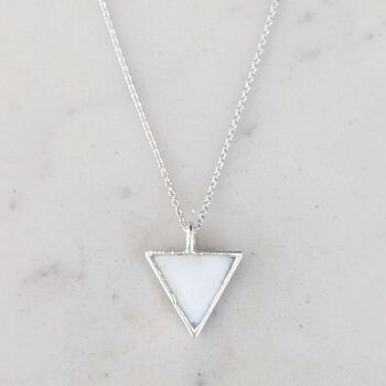 'The Triangle' Mother Of Pearl Necklace, Silver, 3 of 6
