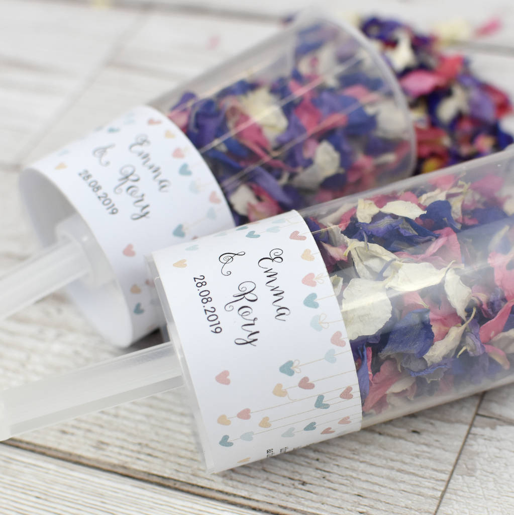 Heart Personalised Wedding Confetti Pops, 1 of 7