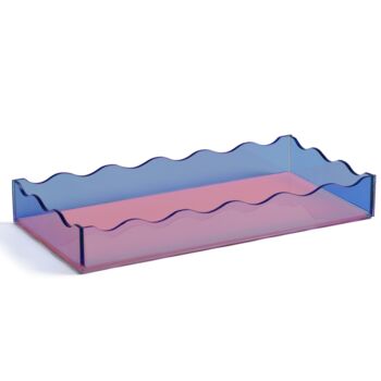 Glass Blue And Pink Wave Tray, 5 of 5