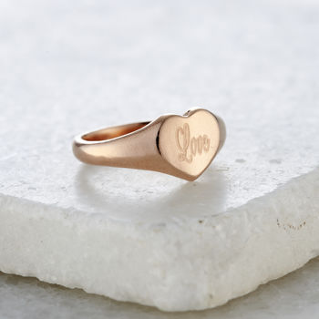 Personalised Engraved Heart Signet Ring, 7 of 11