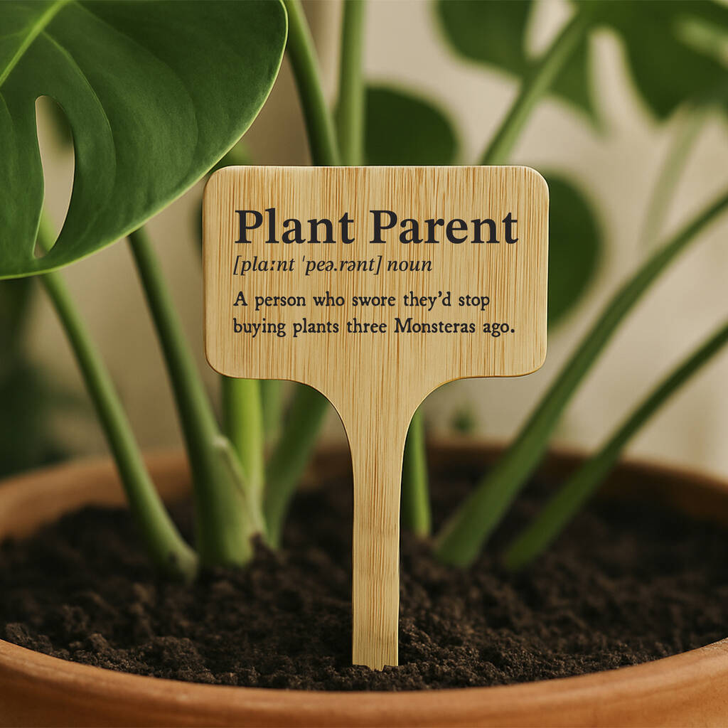 Plant Parent Wooden Plant Marker | Funny Indoor Garden Accessory | Plant Lover Gift | Humorous Botanical Décor | New Home Gift, 1 of 2