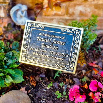 Personalized Brass Ornate Memorial Gift Plaque, 6 of 7