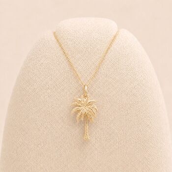 Personalised Gold Plated Sterling Silver Palm Tree Pendant Necklace, 2 of 9