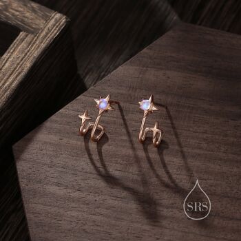 Double Star Stud Earrings In Sterling Silver, 5 of 10