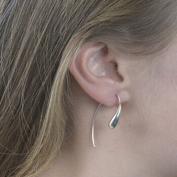 Teardrop Long Drop Sterling Silver Earrings, 5 of 5
