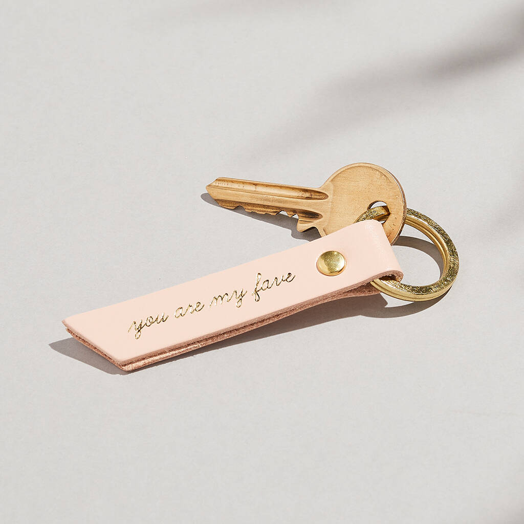 Image of Personalised 'You Are My Fave' Coloured Leather Keyring