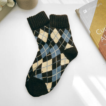 Extra Thick Argyle Check Wool Socks For Men, 7 of 11