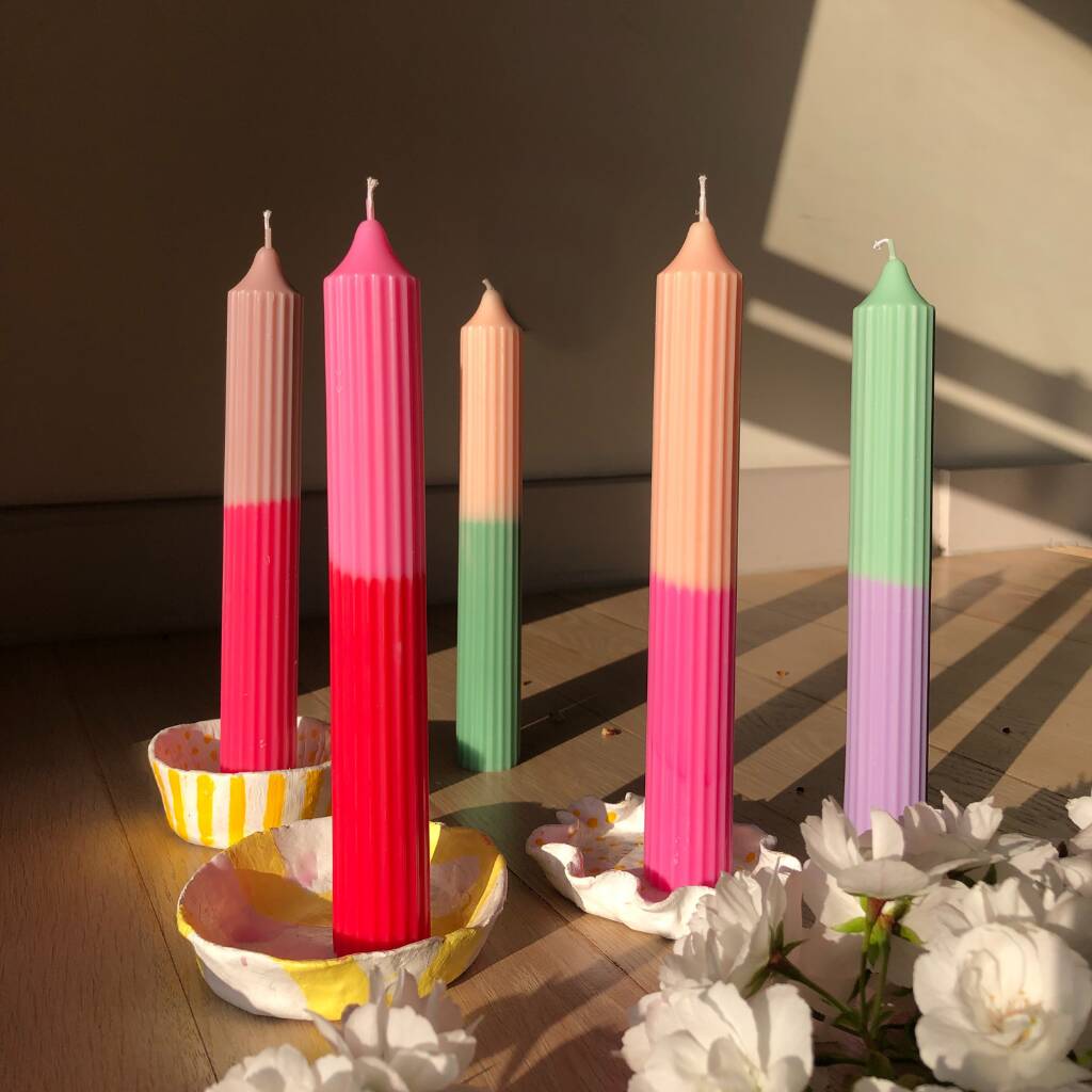 Two Tone Ribbed Pillar Candle, 1 of 12