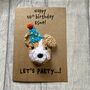Personalised Name Age Party Dog Crochet Birthday Card Handmade, thumbnail 6 of 12