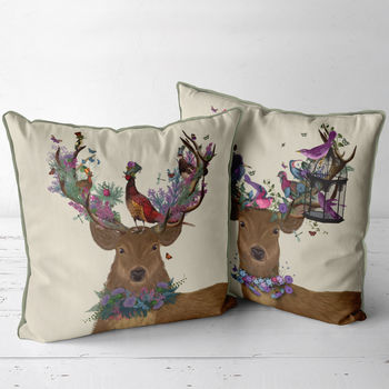 Scottish Woodland Deer Decorative Cushion, 7 of 7