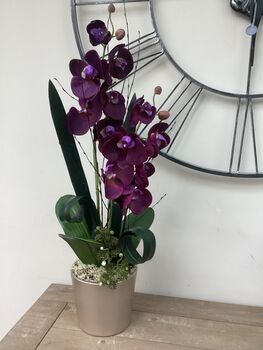 Purple Artificial Silk Orfid Flower Arrangement Mothers Day Gift, 2 of 6