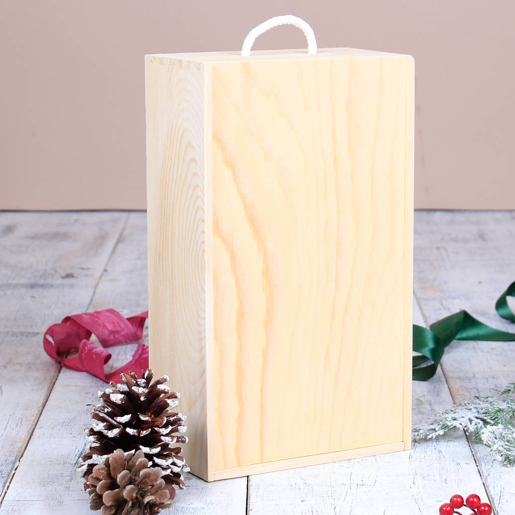 Double Wine Bottle Sliding Lid Wooden Gift Box By Dibor