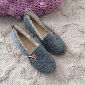 Felt Ballerina Slippers With Pink Details, 3 of 8
