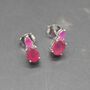Ruby Silver Stud Earrings: July Birthstone Jewelry, thumbnail 2 of 7