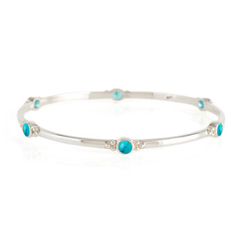 Holi Jewel Turquoise Bangle In Silver Or Gold Plated, 7 of 12