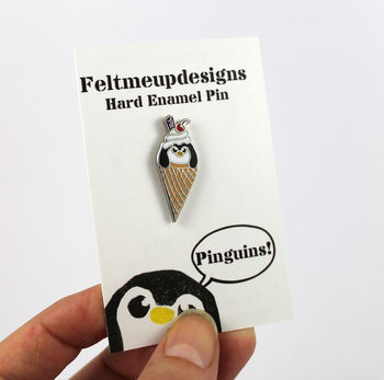 Ice Cream Penguin Enamel Pin, 8 of 9