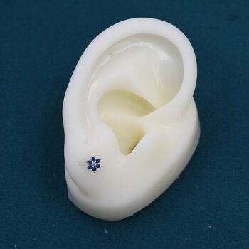 Sapphire Blue Cz Flower Stud Earrings Sterling Silver, 8 of 11