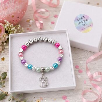 Personalised Birthday Bracelet With Name And Age Inc Gift Box And Message, 8 of 12