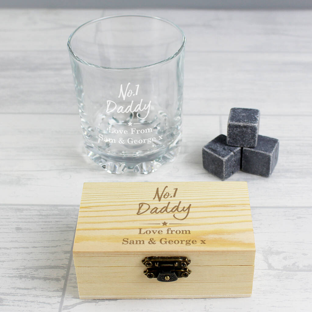 Personalised Number One Whisky Stones And Glass Set, 1 of 6