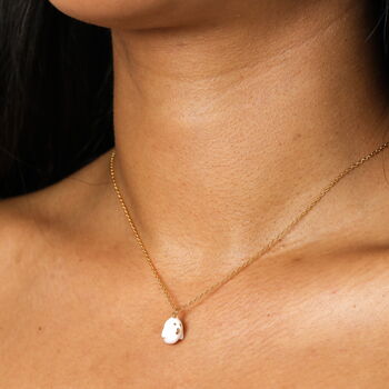 Enamel Ghost Pendant Necklace In Gold, 3 of 5