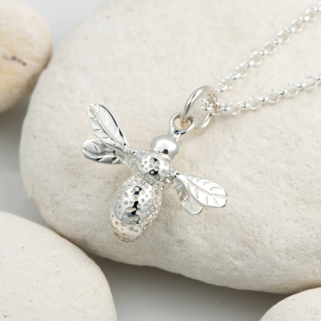 Sterling Silver Personalised Bee Necklace, 1 of 12