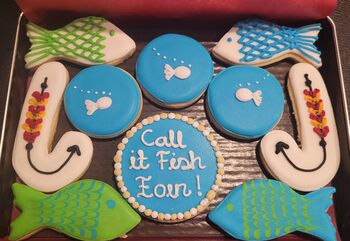 Personalised Fishing Biscuit Tin For Birthdays, Retirement, Teachers Gift And Father’s Day Gift For Lovers Of Fishing, 2 of 3