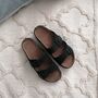 Leather Sandals With Memory Foam Insole In Black, thumbnail 7 of 9