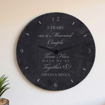 Personalised Anniversary Slate Clock, 5 of 7