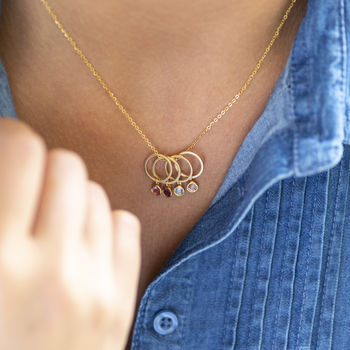 Minimalist Family Birthstone Circles Charm Necklace, 4 of 12