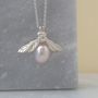 Sterling Silver Pearl Bee Pendant, thumbnail 4 of 5