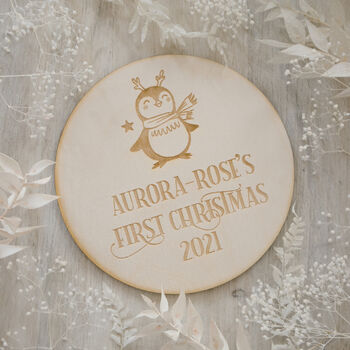 Personalised 'Baby's First Christmas' Wooden Plaque, 2 of 2