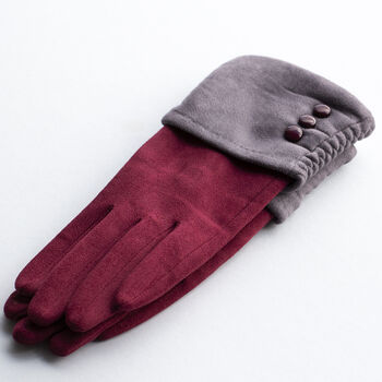 Gathered Cuff Suede Effect Gloves, 3 of 8