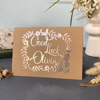Personalised Papercut Good Luck Card, 4 of 9