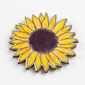 Wooden Sunflower Magnet, 2 of 5