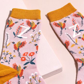 Personalised Miss Sparrow Bamboo Floral Pheasant Socks, 3 of 3