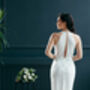 White Sequin Midi Wedding Dress With Deep Plunge And Open Back, thumbnail 2 of 12