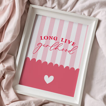 Pink Long Live Girlhood Nursery Print, 4 of 6